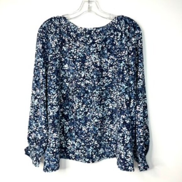 Jessica Simpson Blue Floral Blouse Long Sleeve Women’s Size Small - Picture 4 of 13